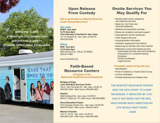Reentry Resource Center Brochure English Inside