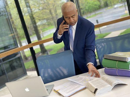 Attorney Frank Morris hard at work fighting to achieve client goals.