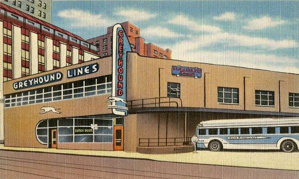 Greyhounds Art-Deco Bus Station in Pittsburgh.