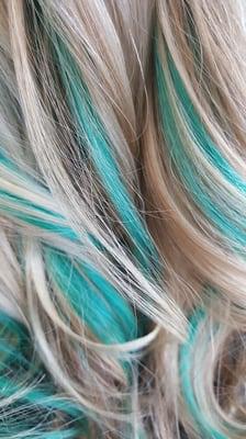 Teal and platinum blonde!