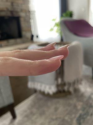 A picture of how my nail extensions were bent up.