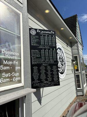 The Menu and Business Hours are shown here!