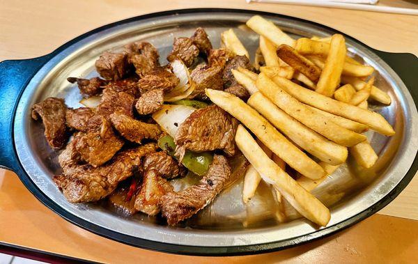 I ordered beef tips. I did not realize I was not asked how I wanted them cooked and they came cooked more than I would have liked