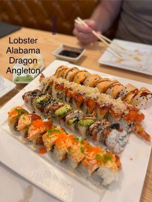 From furthest to closest, Lobster, Alabama, Dragon, Angleton