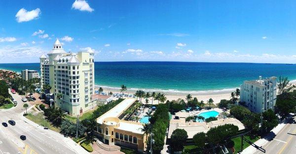 From 14th floor overlooking the one story clubhouse & pool owned by Shore Club as well