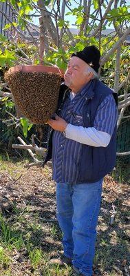I think this is why Joe's Honey is so good, because he loves his bees.