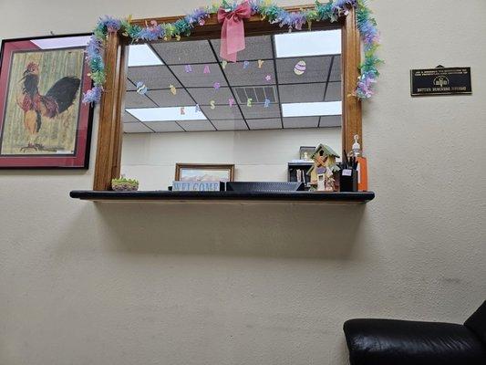 Small waiting area huge office