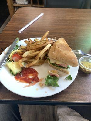 Half of my ham and cheese sandwich