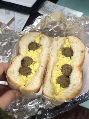 Tofu scramble, sausage, pepper jack Vegan Sausage, Egg and Cheese