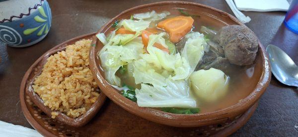 Caldo de Res with fresh made corn tortillas
