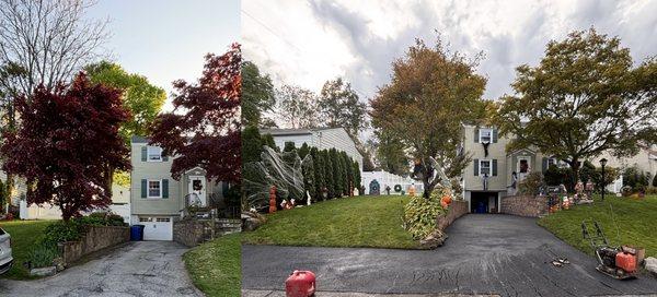 Before on the left and after on the right