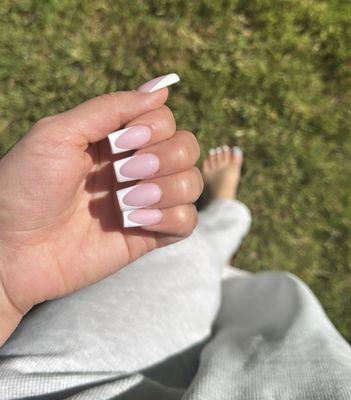 Acrylic French and all white pedicure
