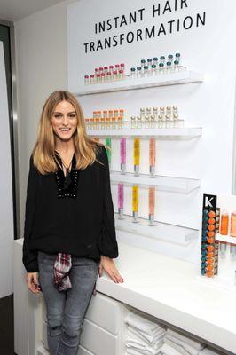Olivia Palermo stops by the Kerastase Hair Lab to check out Fusio-Dose customized in-salon instant treatments.