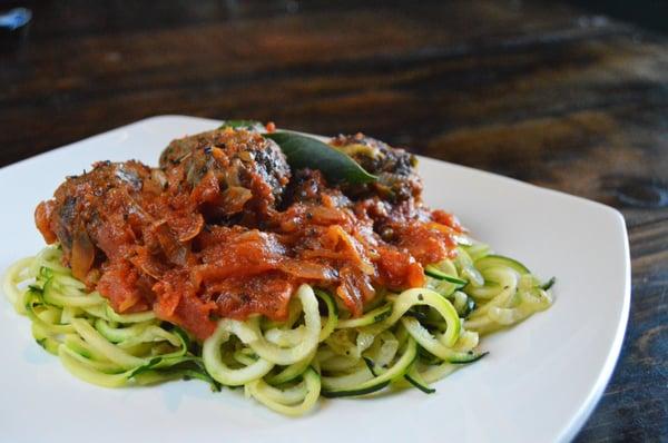 Grass Fed Meatballs with Zucchini Noodles