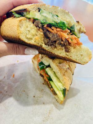 Grilled Pork Banh Mi on a Toasted Baguette