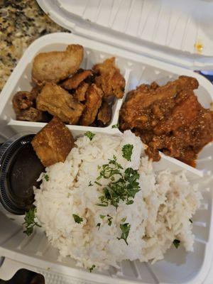 Lechon kawali (fried pork belly) and chicken (2 entree combo)
