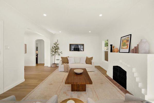 Updated living room beautifully staged.