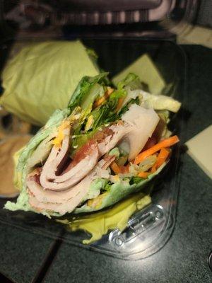 California spinach wrap. 90%lettuce 10% meat and no avocado.