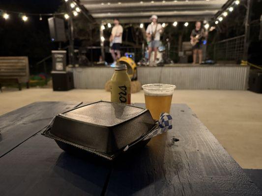 Ambiance, music, food, beer