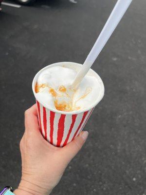 Egg custard snowball with marshmallow.