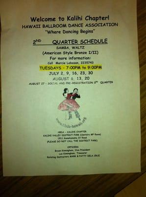 2nd quarter schedule.