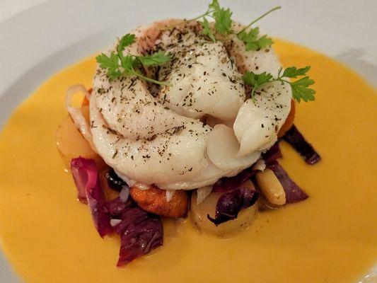 Montauk Cod with root vegetables