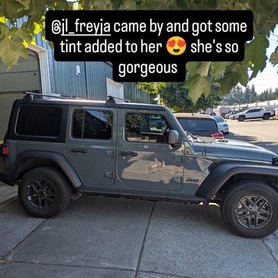 Rainier Film Solutions did some amazing tint on this Jeep Wrangler. Shes so pretty!!!