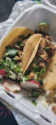 2 Tacos (it comes with 4 but I already ate 2 )