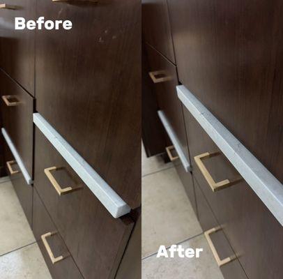 Cabinet Before and after -- we bring calm and cleanliness back to every space.