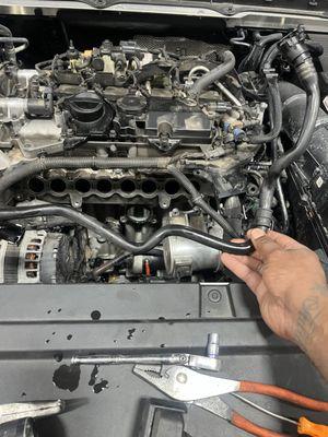 Coolant hose pipe replacement on a Volkswagen Passat