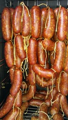 Homemade andouille sausage