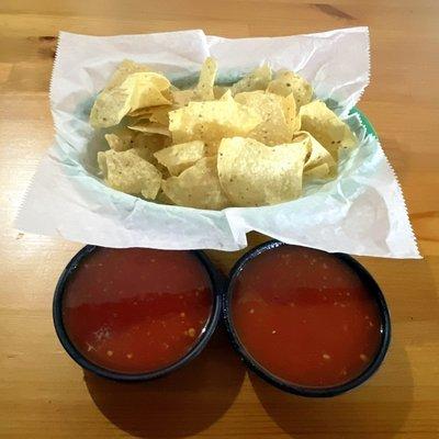 Complimentary Chips (Thin & Crispy) with Two Salsas (Mild & Medium)