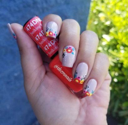 Freehand painted flowers