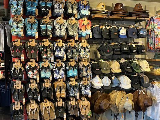 Love my Quicksilver slippers + hats. Top right slippers, no size for me. Bummed.