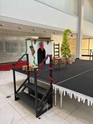 I guess Santa was here this year. Here's his setup down near the old, vacant Sears. His empty chair there. Kinda sad, really.