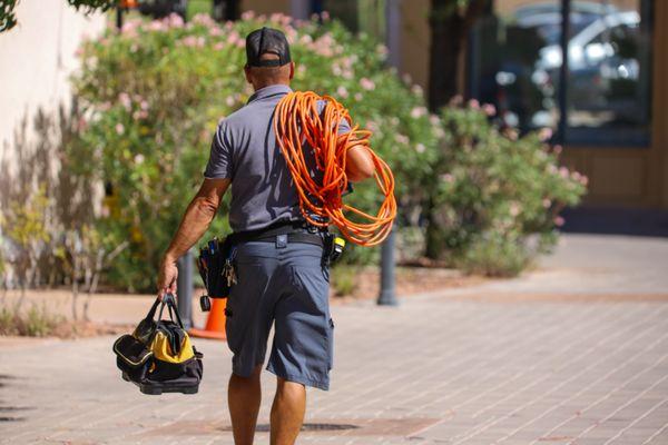 Headed to the next job at a luxurious condo