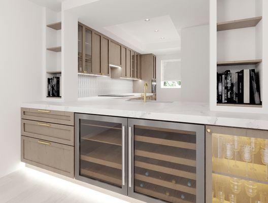 other side of the sink, from bar stools to a wine fridge and more kitchen space, nice design on this quality 1/3 inlargment & Improving look