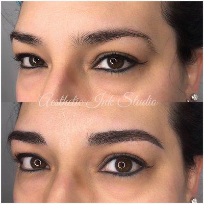 Microblading with light shading
