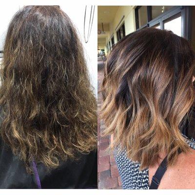 Wow! Lacey performed a miracle on my grown out, dull hair. I'm so happy with my cut/highlight/style!
