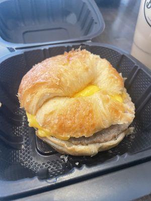 Sausage croissant breakfast sandwich