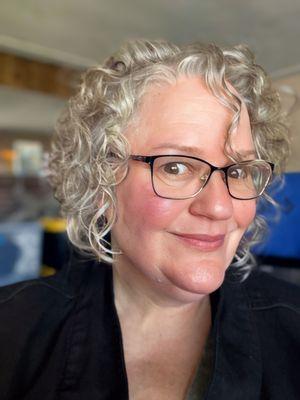 Me after an hour long luxury head spa treatment, followed by Joelle's talented cut and style perfect for curly locks.