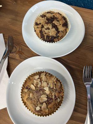 Raspberry almond and chocolate espresso coffee cakes