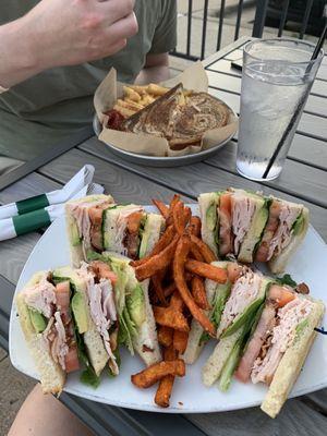 turkey club with sweet potato fries