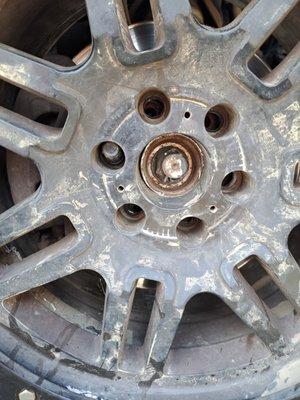 The exact moment I pulled over to check the sounds coming out of my truck, this is what my wheel looked like driving out of Silva's!