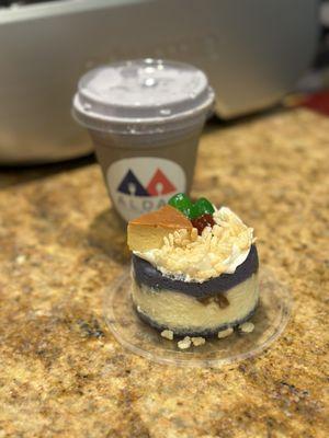 Ube Sweet Cream Cold Brew and Halo Halo Cheesecake