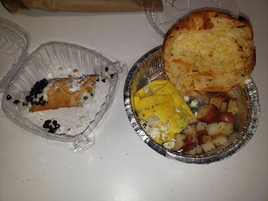 Canolli and my leftover Florentin Omlete.  My husband took a bite of the Canolli before I could take a pic! Amazing!