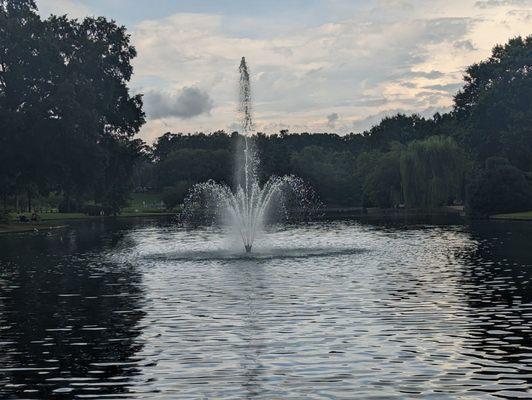 The water feature is located in the middle of Freedom Park.