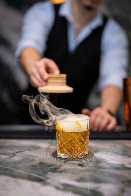 Alder Wood -
Woodinville Bourbon, Amaro Montenegro, Benedictine, Genepy, Alder Wood Smoke