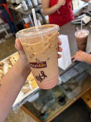 raspberry oatmilk latte