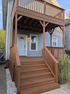 Seibert - After - Finished Step Rebuild, Rail Rebuild, Two coats of SW Cedar Bark Semi Solid